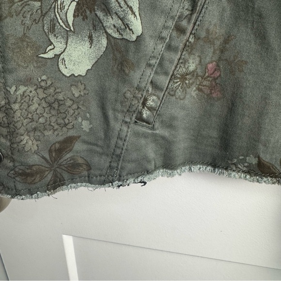 Democracy Floral Dark Green Women's Jacket New With Tags Size Large Denim Style - Picture 3 of 9